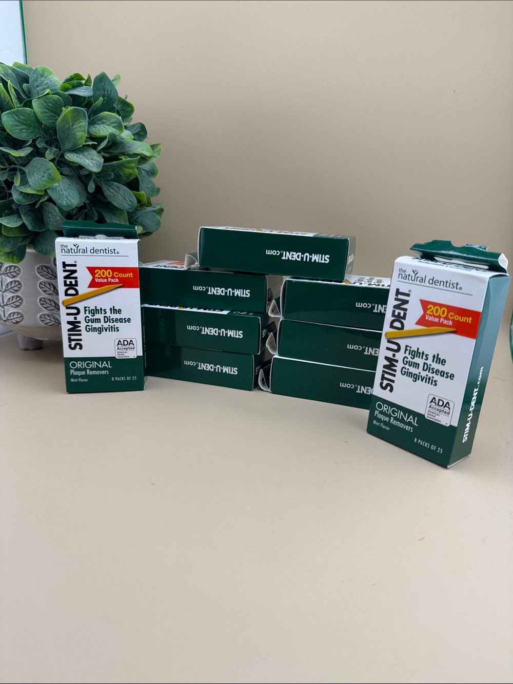 Stim-U-Dent Plaque Removers. Lot of 9 new boxes. Each box has 8 packs of 25
